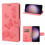 For Samsung Galaxy S23 5G Butterfly Embossed Horizontal Flip Leather Phone Case(Pink)