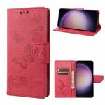 For Samsung Galaxy S23 5G Butterfly Embossed Horizontal Flip Leather Phone Case(Red)