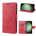 For Samsung Galaxy S23 Ultra 5G Butterfly Embossed Horizontal Flip Leather Phone Case(Red)