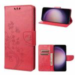 For Samsung Galaxy S23 5G Butterfly Flower Pattern Flip Leather Phone Case(Red)