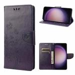 For Samsung Galaxy S23 5G Butterfly Flower Pattern Flip Leather Phone Case(Dark Purple)