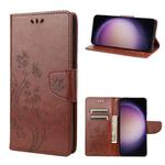 For Samsung Galaxy S23+ 5G Butterfly Flower Pattern Flip Leather Phone Case(Brown)