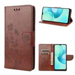 For Samsung Galaxy S23 Ultra 5G Butterfly Flower Pattern Flip Leather Phone Case(Brown)