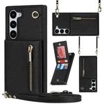 For Samsung Galaxy S23 5G Cross-body Zipper Square TPU+PU Back Cover Case(Black)