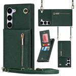 For Samsung Galaxy S23 5G Cross-body Zipper Square TPU+PU Back Cover Case(Green)