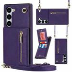 For Samsung Galaxy S23 5G Cross-body Zipper Square TPU+PU Back Cover Case(Purple)