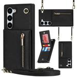 For Samsung Galaxy S23+ 5G Cross-body Zipper Square TPU+PU Back Cover Case(Black)