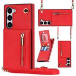 For Samsung Galaxy S23+ 5G Cross-body Zipper Square TPU+PU Back Cover Case(Red)