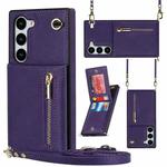 For Samsung Galaxy S23+ 5G Cross-body Zipper Square TPU+PU Back Cover Case(Purple)