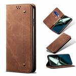 For OnePlus 11 Denim Texture Flip Leather Phone Case(Brown)