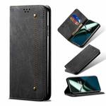 For OnePlus 11R Denim Texture Flip Leather Phone Case(Black)