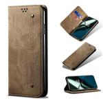 For OnePlus 11R Denim Texture Flip Leather Phone Case(Khaki)