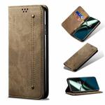 For OnePlus Ace 2 5G Denim Texture Flip Leather Phone Case(Khaki)