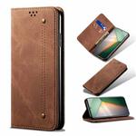 For vivo iQOO 11 Denim Texture Flip Leather Phone Case(Brown)