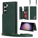 For Samsung Galaxy S23 5G Cross-body Square Double Buckle Flip Card Bag TPU+PU Case(Green)