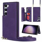 For Samsung Galaxy S23 5G Cross-body Square Double Buckle Flip Card Bag TPU+PU Case(Purple)