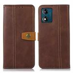 For Motorola Moto E13 4G 2023 Stitching Thread Calf Texture Leather Phone Case(Brown)