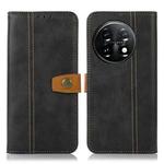 For OnePlus 11 5G Stitching Thread Calf Texture Leather Phone Case(Black)