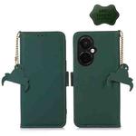 For OnePlus Nord CE 3 Lite Genuine Leather Magnetic RFID Leather Phone Case(Green)