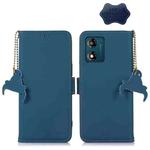 For Motorola Moto G53 5G Genuine Leather Magnetic RFID Leather Phone Case(Blue)
