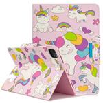 For iPad Pro 11 (2020) Colored Drawing Horizontal Flip PU Leather Tablet Case with Holder & Card Slots(Unicorns)