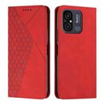 For Xiaomi Redmi 11A 4G Diamond Pattern Skin Feel Magnetic Leather Phone Case(Red)
