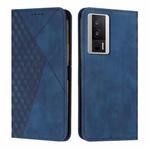 For Xiaomi Redmi K60 / K60 Pro Diamond Pattern Skin Feel Magnetic Leather Phone Case(Blue)
