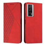 For Xiaomi Redmi K60 / K60 Pro Diamond Pattern Skin Feel Magnetic Leather Phone Case(Red)