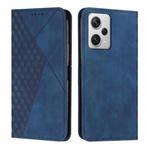 For Xiaomi Redmi Note 12 Pro 5G Global Diamond Pattern Skin Feel Magnetic Leather Phone Case(Blue)