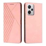 For Xiaomi Redmi Note 12 Pro 5G Global Diamond Pattern Skin Feel Magnetic Leather Phone Case(Rose Gold)