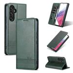 For Samsung Galaxy A54 5G AZNS Magnetic Calf Texture Flip Leather Phone Case(Dark Green)