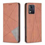 For Motorola Moto E13 4G Prismatic Invisible Magnetic Leather Phone Case(Brown)