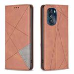 For Motorola Moto G 5G 2023 Prismatic Invisible Magnetic Leather Phone Case(Brown)