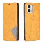 For Motorola Moto G73 5G Prismatic Invisible Magnetic Leather Phone Case(Yellow)