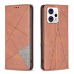 For Motorola Moto G13 4G/G23 4G/G53 5G Prismatic Invisible Magnetic Leather Phone Case(Brown)