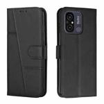 For Xiaomi Redmi 11A 4G Stitching Calf Texture Buckle Leather Phone Case(Black)