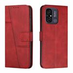 For Xiaomi Redmi 11A 4G Stitching Calf Texture Buckle Leather Phone Case(Red)