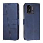 For Xiaomi Redmi 11A 4G Stitching Calf Texture Buckle Leather Phone Case(Blue)