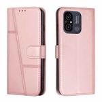 For Xiaomi Redmi 11A 4G Stitching Calf Texture Buckle Leather Phone Case(Rose Gold)