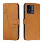 For Xiaomi Redmi 11A 4G Stitching Calf Texture Buckle Leather Phone Case(Yellow)