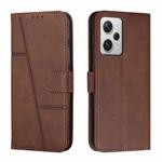 For Xiaomi Redmi Note 12 Pro 5G Global Stitching Calf Texture Buckle Leather Phone Case(Brown)
