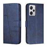 For Xiaomi Redmi Note 12 Pro 5G Global Stitching Calf Texture Buckle Leather Phone Case(Blue)