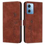For Xiaomi Redmi Note 12 Global / Poco X5 5G Skin Feel Heart Pattern Leather Phone Case(Brown)