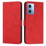 For Xiaomi Redmi Note 12 Global / Poco X5 5G Skin Feel Heart Pattern Leather Phone Case(Red)