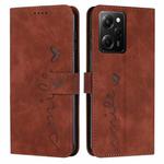 For Xiaomi Redmi Note 12 Pro Speed / Poco X5 Pro 5G Skin Feel Heart Pattern Leather Phone Case(Brown)