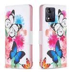 For Motorola Moto E13 4G Colored Drawing Pattern Leather Phone Case(Butterflies)