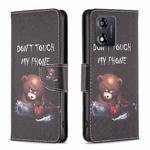 For Motorola Moto E13 4G Colored Drawing Pattern Leather Phone Case(Bear)