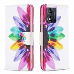 For Motorola Moto E13 4G Colored Drawing Pattern Leather Phone Case(Sun Flower)