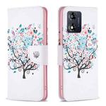 For Motorola Moto E13 4G Colored Drawing Pattern Leather Phone Case(Tree)