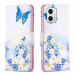 For Motorola Moto G73 5G Colored Drawing Pattern Leather Phone Case(Butterfly Love)
